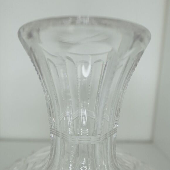 American Brilliant Cut Glass Pinwheel Hobstar Carafe Vase Crystal - Picture 5 of 7